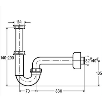 Umyvadlový sifon bez výpusti G 5/4, odpad 32 mm, Viega 105952