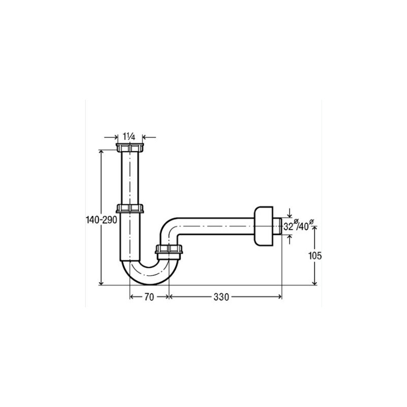 Umyvadlový sifon bez výpusti G 5/4, odpad 32 mm, Viega 105952