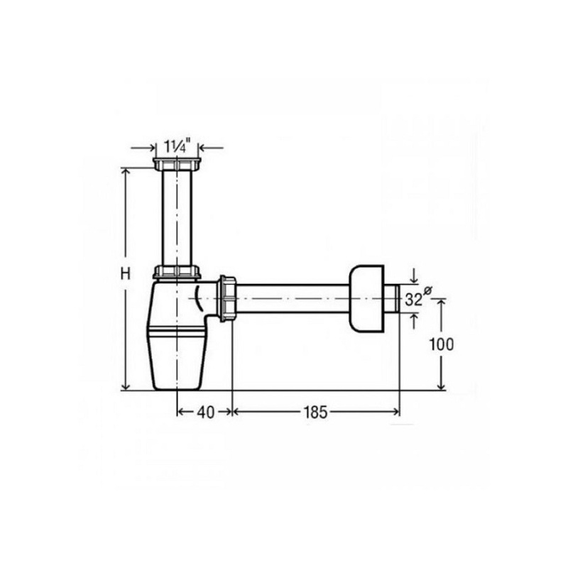 Umyvadlový sifon bez výpusti G 5/4, odpad 32 mm, Viega 108694