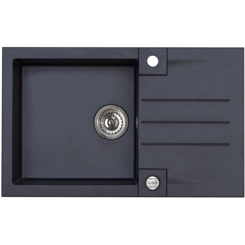Kuchyňský granitový dřez Alveus Rock 130 Black s odkapem 780 x 480 mm