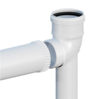 Koleno odkouření 90° d 80, 490 mm, s podpěrou 500 mm, PP, Ricom Gas 10080PBS2