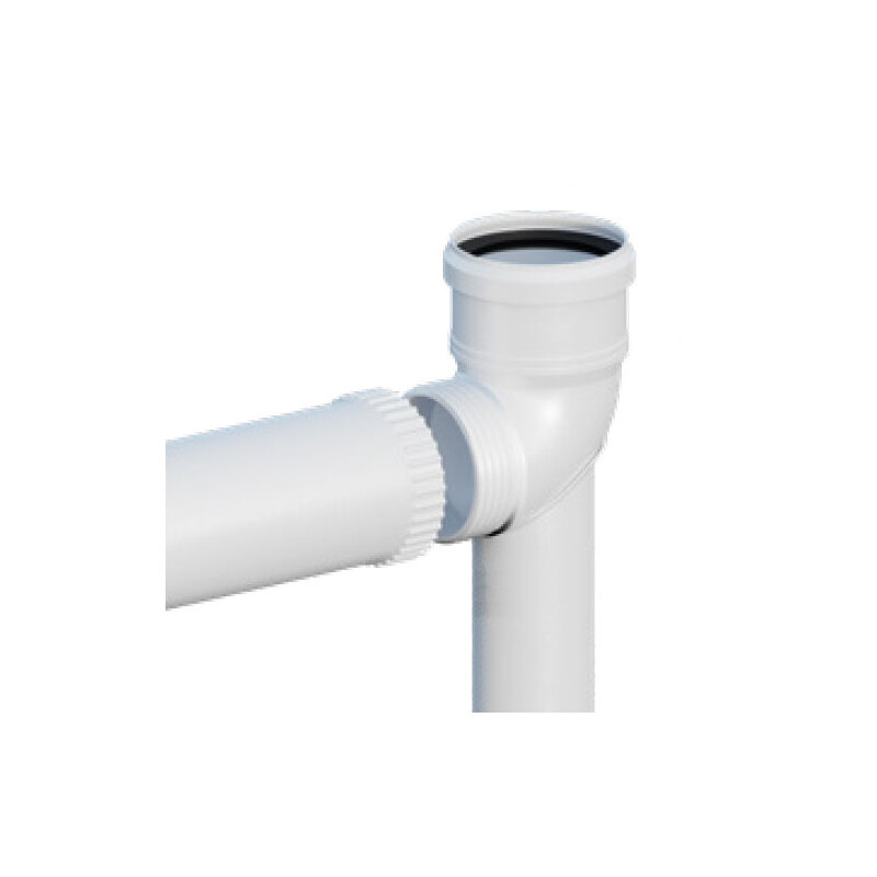 Koleno odkouření 90° d 80, 490 mm, s podpěrou 500 mm, PP, Ricom Gas 10080PBS2