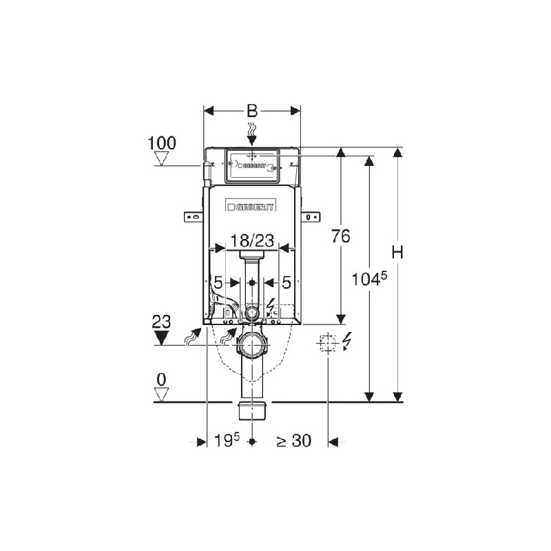Instalační modul KOMBIFIX BASIC pro závěsné WC, výška 108 cm, Geberit 110.100.00.1