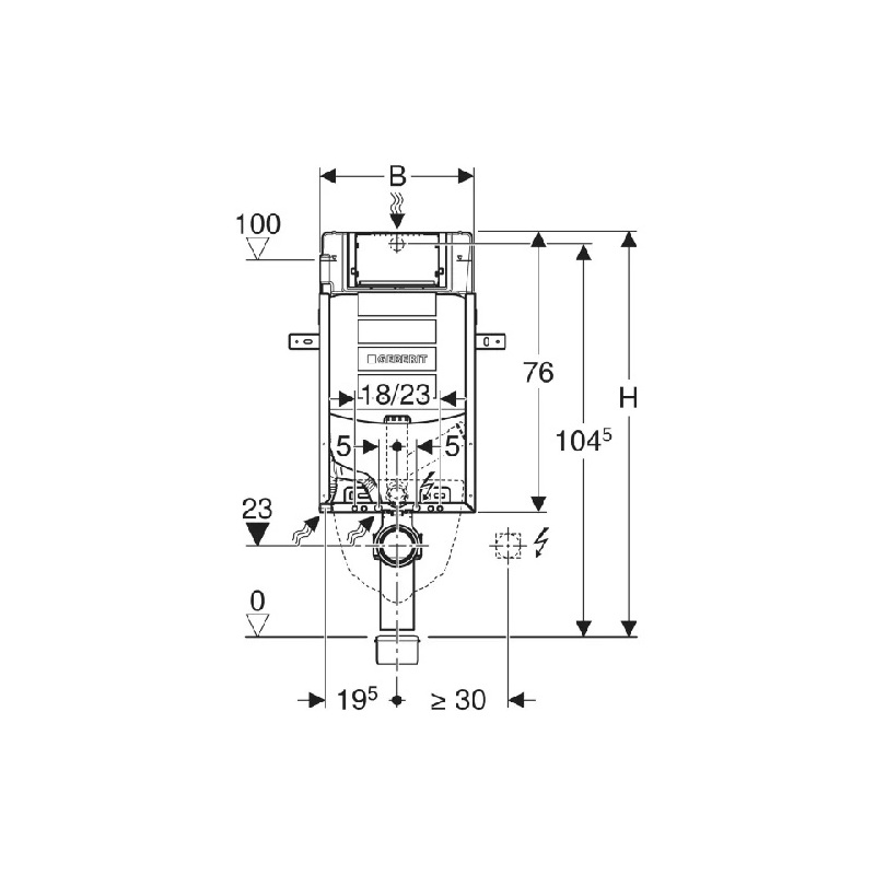 Instalační modul KOMBIFIX pro závěsné WC, výška 108 cm, pro odsávání zápachu, Geberit 111.300.00.5