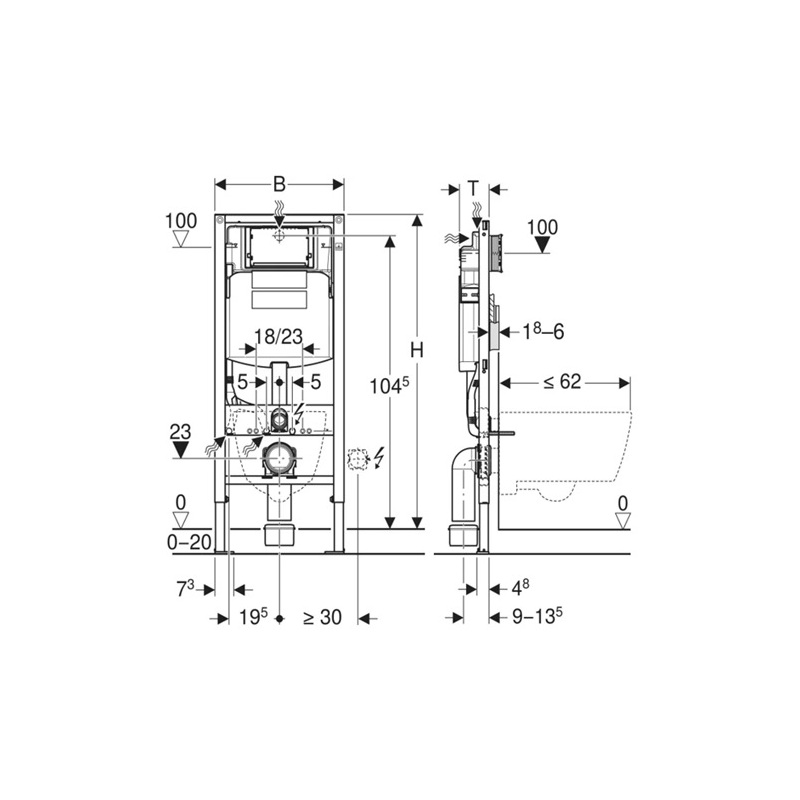 Instalační modul Duofix pro závěsné WC, výška 112 cm, do sádrokartonu, Geberit 111.925.00.5