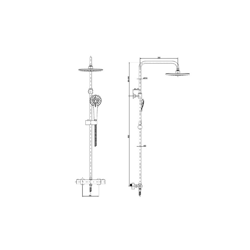 Sprchový sloup SKY, s termostatickou baterií, Aqualine, 1202-18