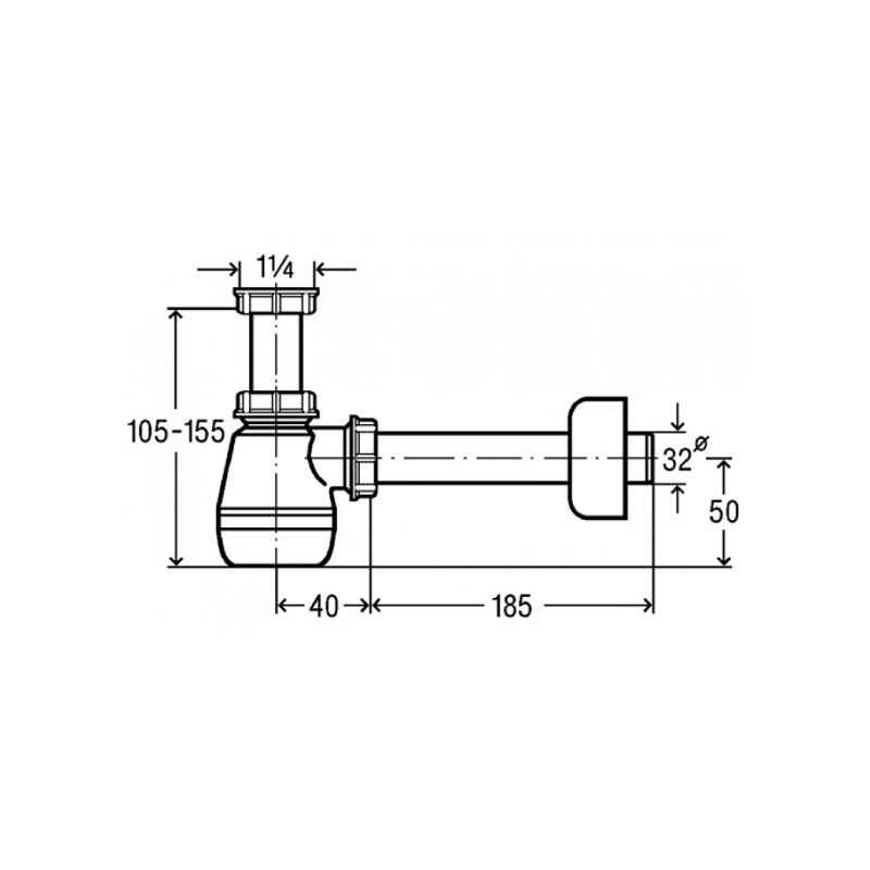 Bidetový sifon G 5/4, odpad 32 mm, bílý, Viega 120337