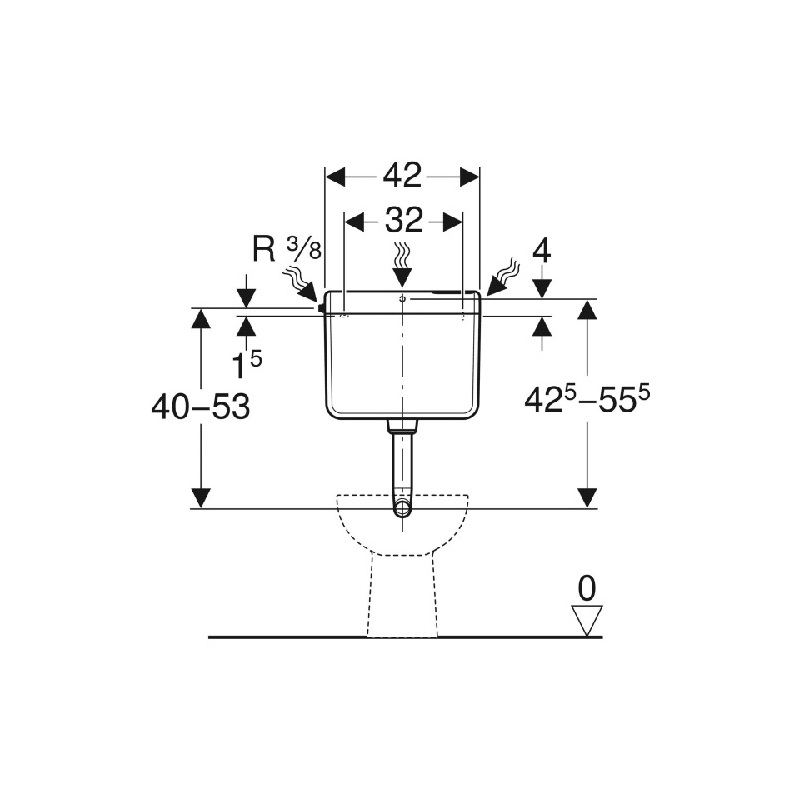 Nádržka ke klozetu AP112, boční nebo vzadu uprostřed napouštění, Geberit 136.230.11.1