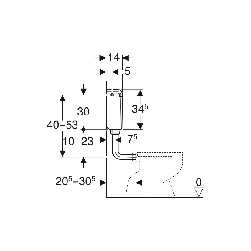 Nádržka ke klozetu AP112, boční nebo vzadu uprostřed napouštění, Geberit 136.230.11.1