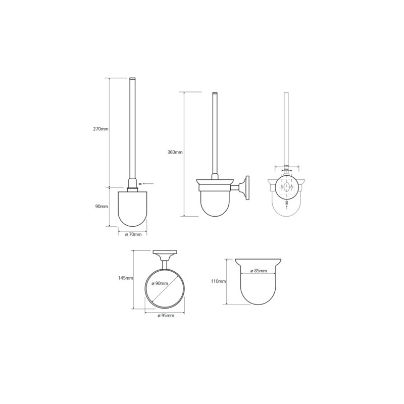 WC kartáč RETRO, nástěnný, chrom, Bemeta, 144313012