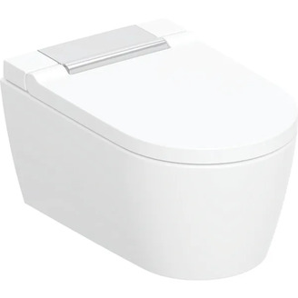 Závěsné WC AquaClean Sela, bílá/lesklý chrom, se sedátkem, sprchovací, Geberit 146.220.21.1