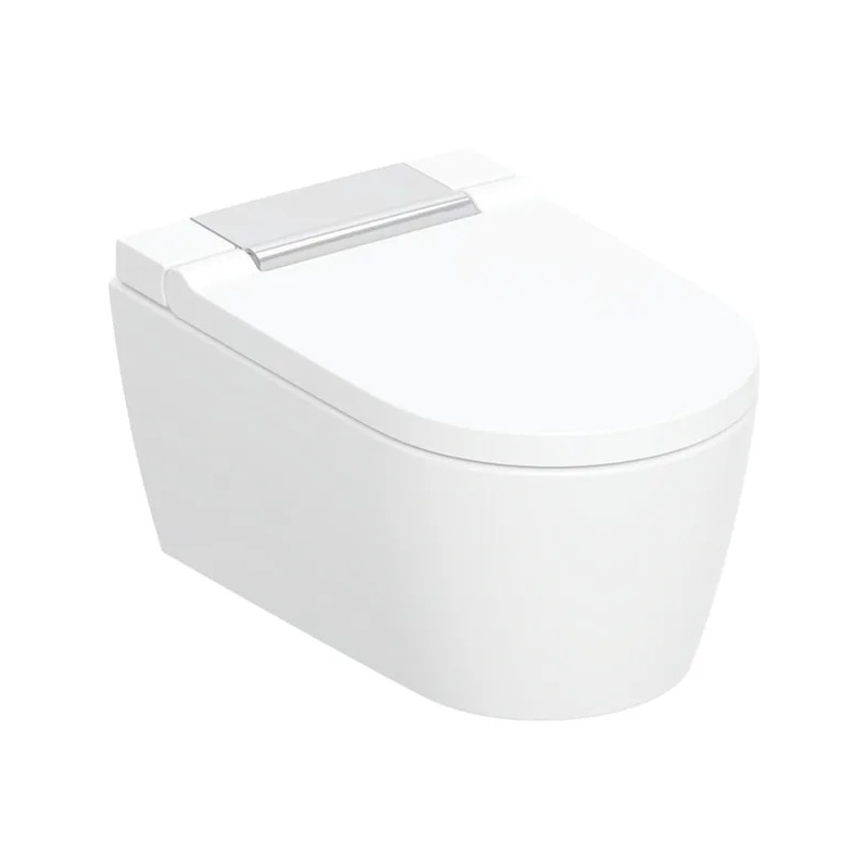 Závěsné WC AquaClean Sela, bílá/lesklý chrom, se sedátkem, sprchovací, Geberit 146.220.21.1