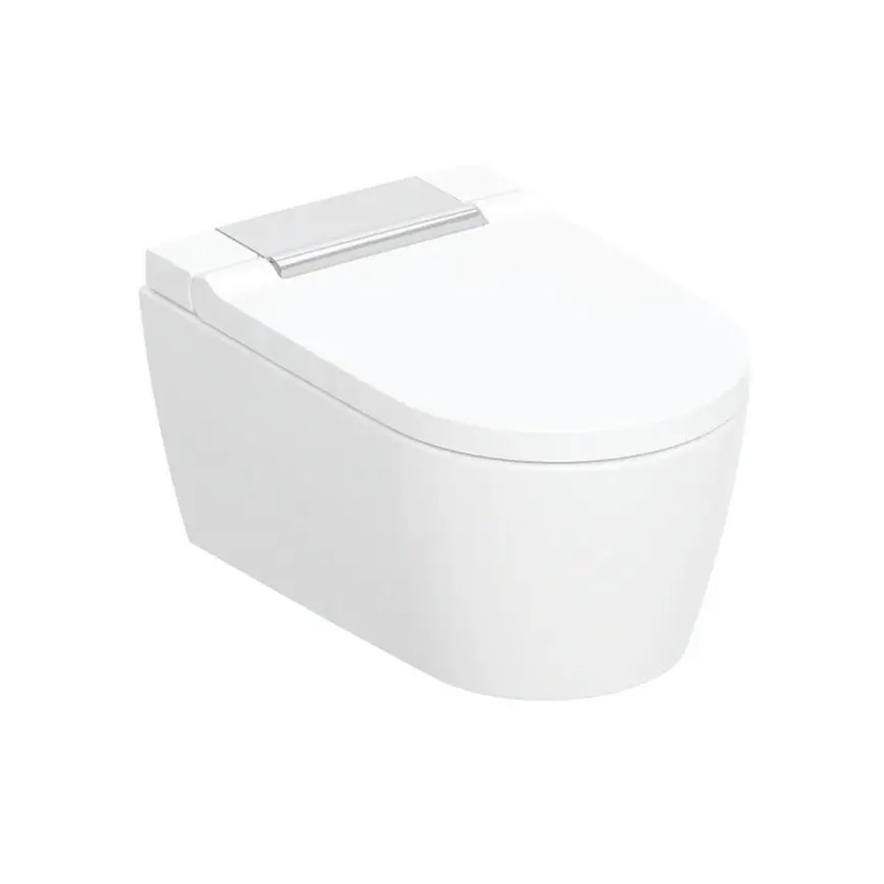 Závěsné WC AquaClean Sela, bílá/lesklý chrom, se sedátkem, sprchovací, Geberit 146.220.21.1