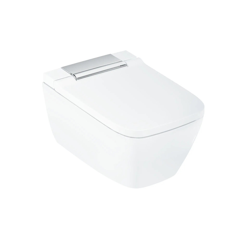 Závěsné WC AquaClean Sela Square, bílá/lesklý chrom, se sedátkem, sprchovací, Geberit 146.250.21.1