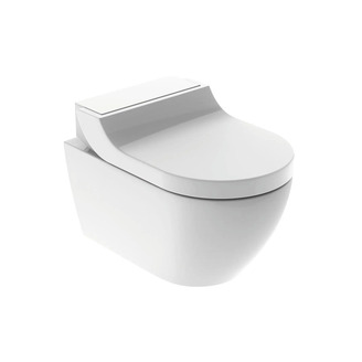 Závěsné WC AquaClean Tuma Comfort, bílá/sklo bílé, se sedátkem, sprchovací, Geberit 146.290.SI.1