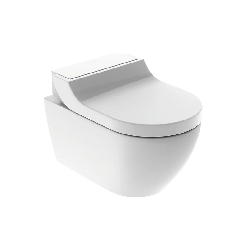 Závěsné WC AquaClean Tuma Comfort, bílá/sklo bílé, se sedátkem, sprchovací, Geberit 146.290.SI.1