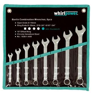 Sada kombinovaných klíčů, 8 ks, 8 - 19 mm, Whirlpower