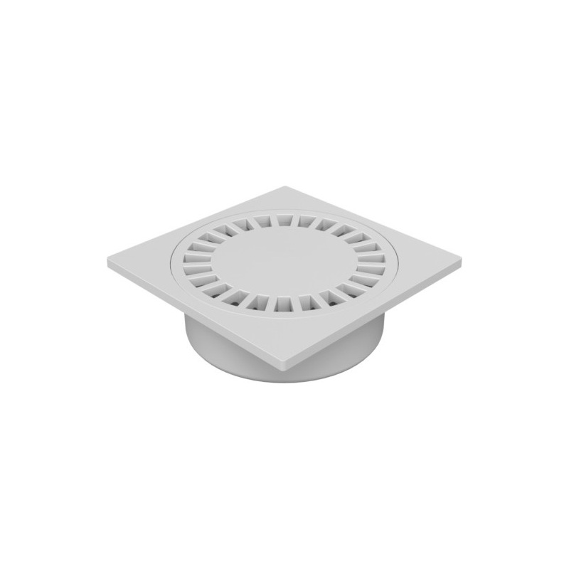 Podlahová vpusť 300 x 300 mm, mřížka bílá, spodní odtok d 110 mm, Chuděj 220 P, PV 300 110 P