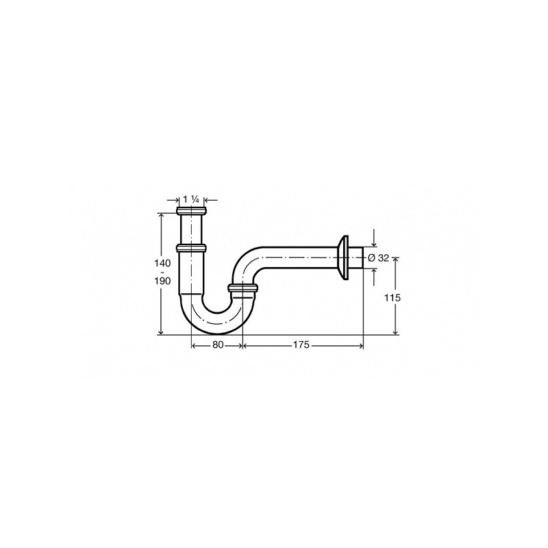 Umyvadlový sifon bez výpusti G 5/4, odpad 32 mm, Viega 305611