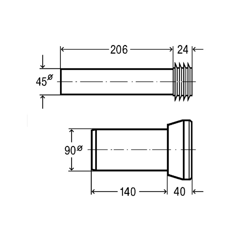 Přípojná souprava pro WC, DN 90, 45 x 230 mm, Viega 308414