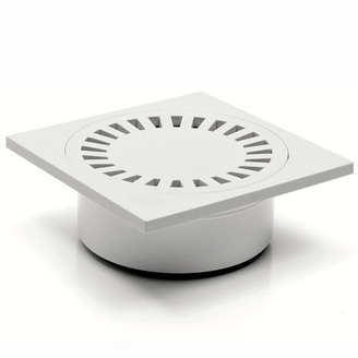 Podlahová vpusť 150 x 150 mm, mřížka bílá, spodní odtok d 50 mm, Chuděj 320 P