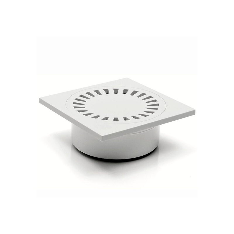 Podlahová vpusť 150 x 150 mm, mřížka bílá, spodní odtok d 50 mm, Chuděj 320 P