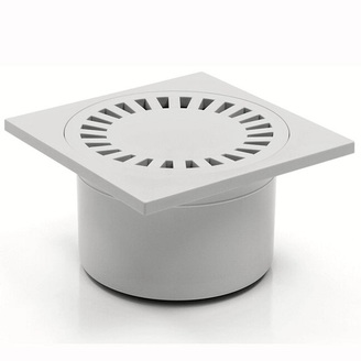 Podlahová vpusť 150 x 150 mm, mřížka bílá, spodní odtok d 50 mm, Chuděj 321 P