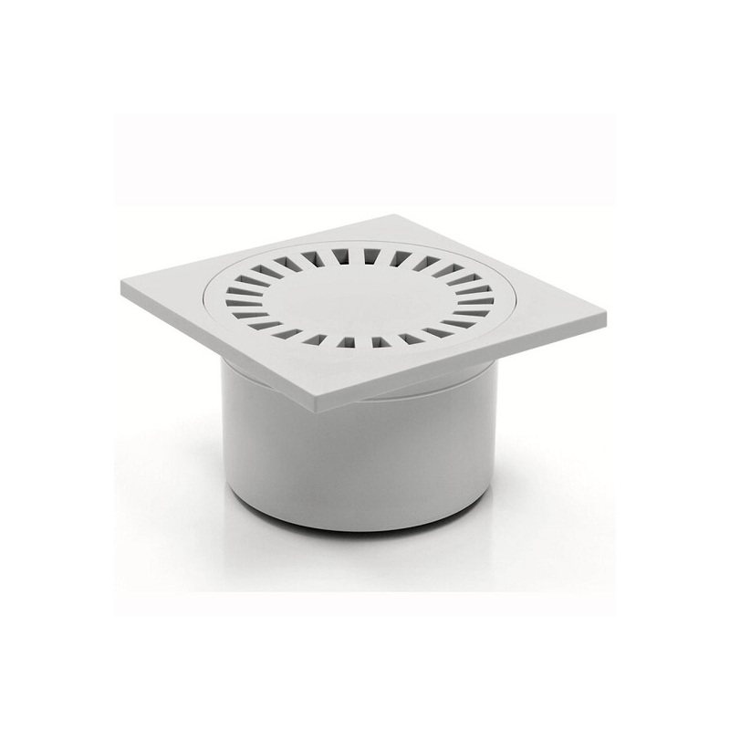 Podlahová vpusť 150 x 150 mm, mřížka bílá, spodní odtok d 50 mm, Chuděj 321 P