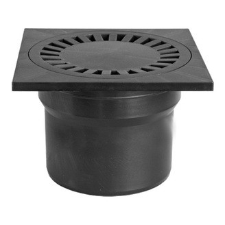 Podlahová vpusť 150 x 150 mm, mřížka černá, spodní odtok d 110 mm, Chuděj 323 P, DNS 110 P