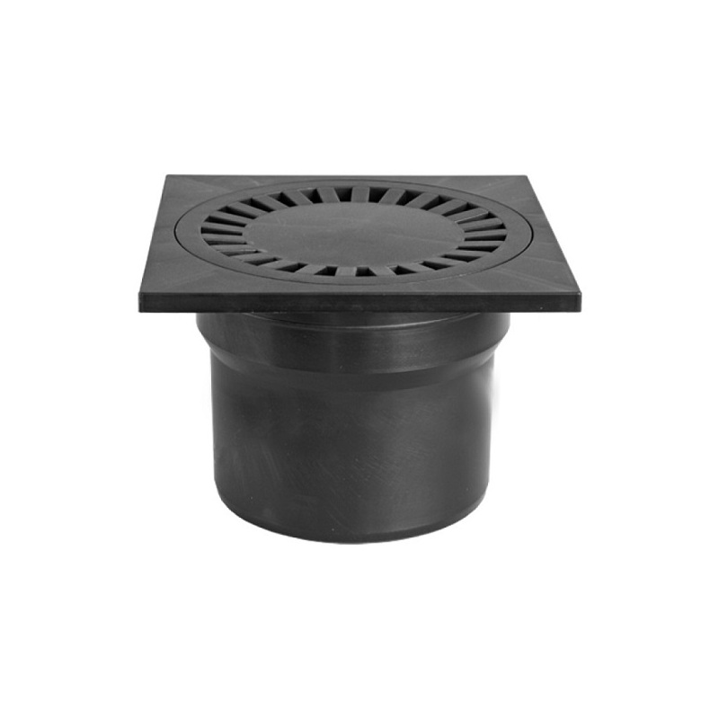 Podlahová vpusť 150 x 150 mm, mřížka černá, spodní odtok d 110 mm, Chuděj 323 P, DNS 110 P