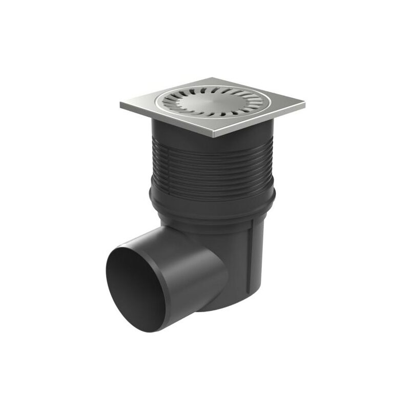 Kanalizační vpusť s bočním odtokem 110 mm, suchá klapka, mřížka nerez 150x150 mm, Chuděj 324 S N, KVB 110 S N