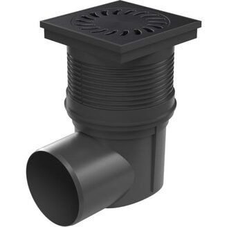 Kanalizační vpusť s bočním odtokem 110 mm, suchá klapka, mřížka litinová černá 150x150 mm, Chuděj 324 S Li, KVB 110 S Li
