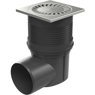 Kanalizační vpusť s bočním odtokem 110 mm, suchá klapka, mřížka nerez 150x150 mm, Chuděj 324 S N, KVB 110 S N