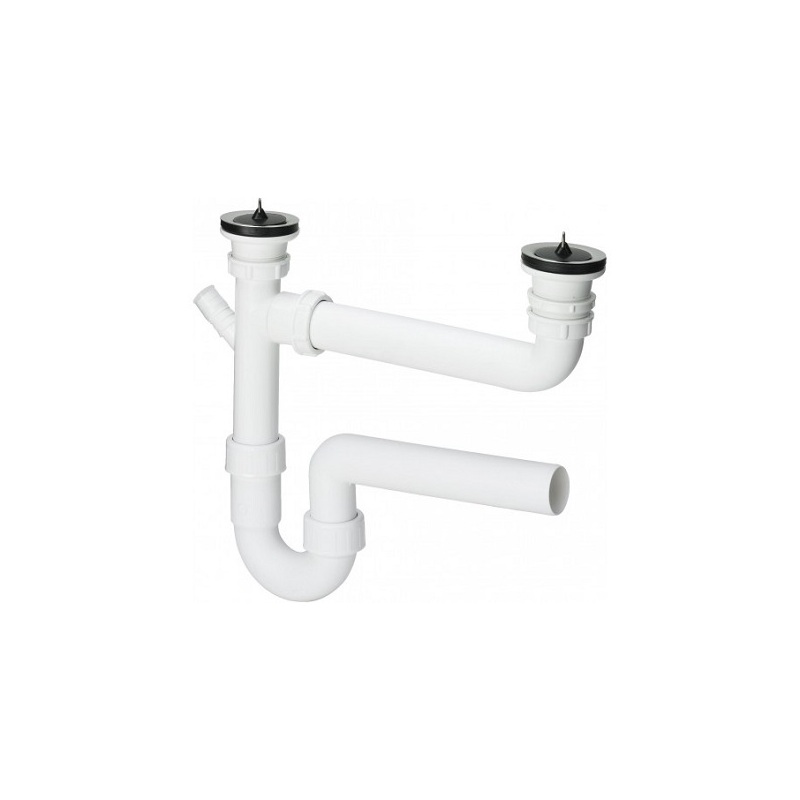 Dřezový sifon bez výpusti G 6/4, odpad 50 mm, s přípojkou, Viega 329174