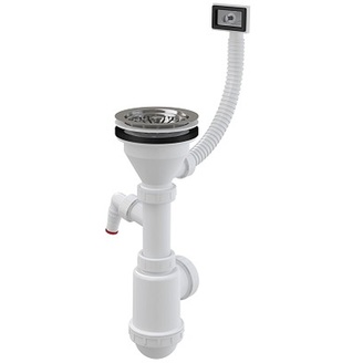 Dřezový sifon A447P s výpustí 115 mm, odpad 40/50 mm, s přípojkou, s přepadem, Alcadrain A447P-DN50/40