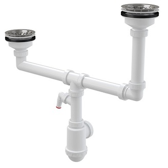Dřezový sifon A454P s výpustí 115 mm, odpad 40/50 mm, s přípojkou, Alcadrain A454P