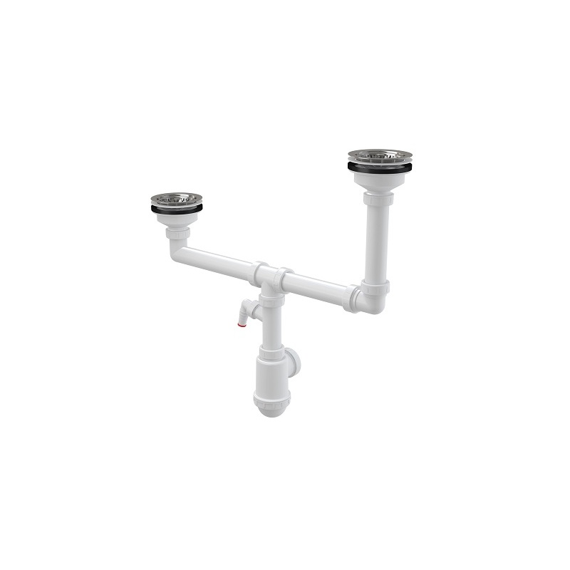 Dřezový sifon A454P s výpustí 115 mm, odpad 40/50 mm, s přípojkou, Alcadrain A454P