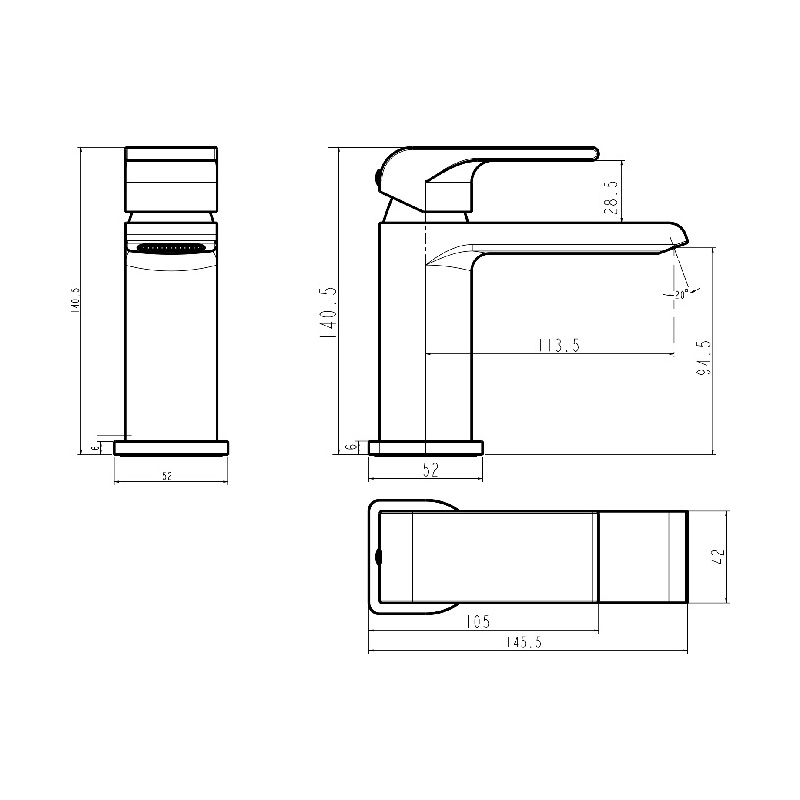 Umyvadlová baterie Nobless Sharp, chrom, stojánková, bez výpusti, Novaservis 37001/1,0
