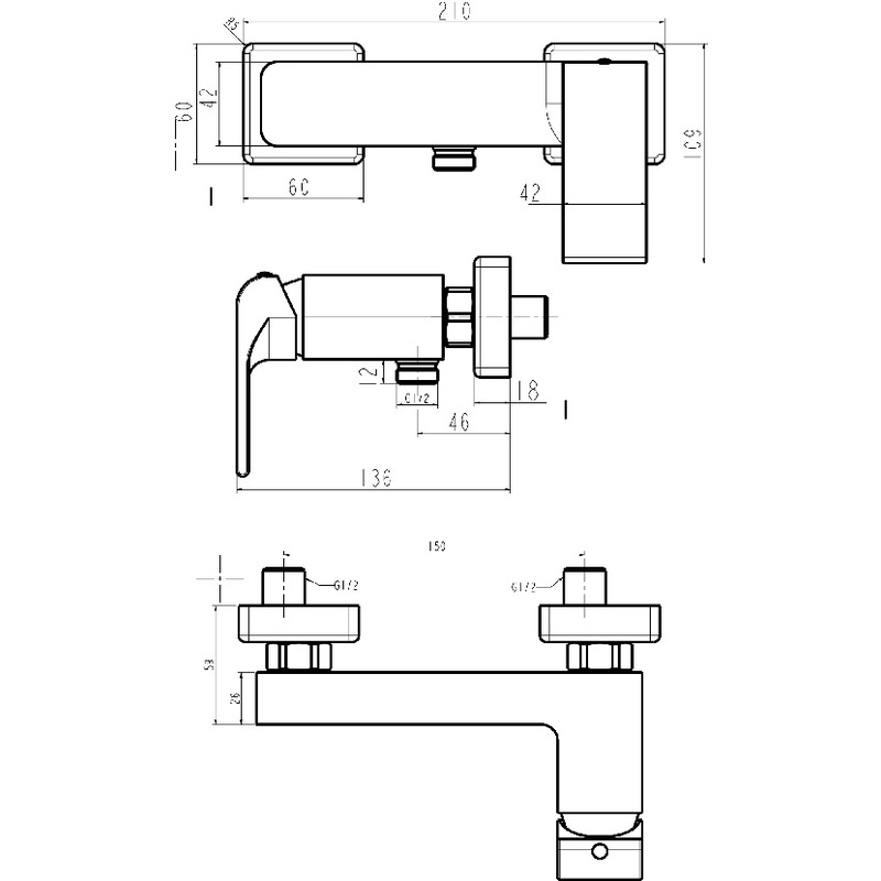 Sprchová baterie Nobless Sharp 150 mm, chrom, nástěnná, bez příslušenství, Novaservis 37061/1,0