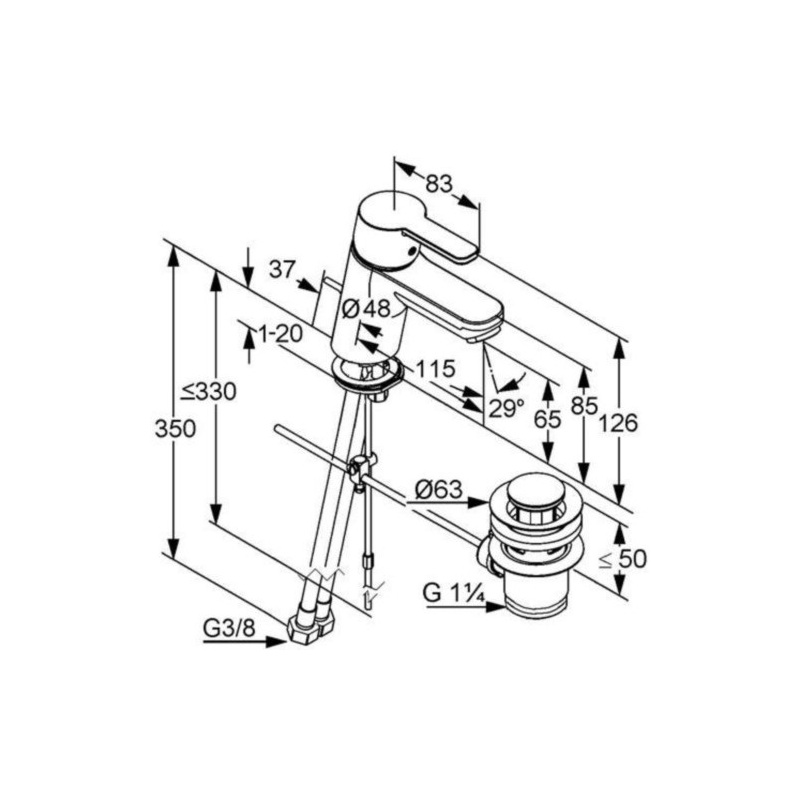 Umyvadlová baterie Logo Neo, chrom, stojánková, s výpustí, Kludi 372820575