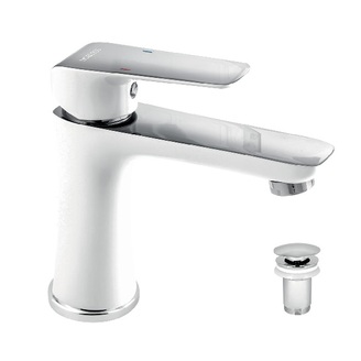 Umyvadlová baterie Nobless Tina, bílá/chrom, stojánková, s výpustí, Novaservis 38003,1