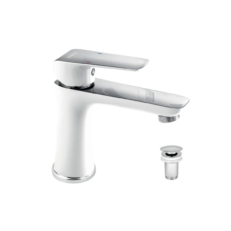 Umyvadlová baterie Nobless Tina, bílá/chrom, stojánková, s výpustí, Novaservis 38003,1