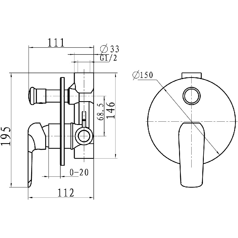 Vanová baterie Nobless Tina, chrom, podomítková, s příslušenstvím, Novaservis 38050R,0