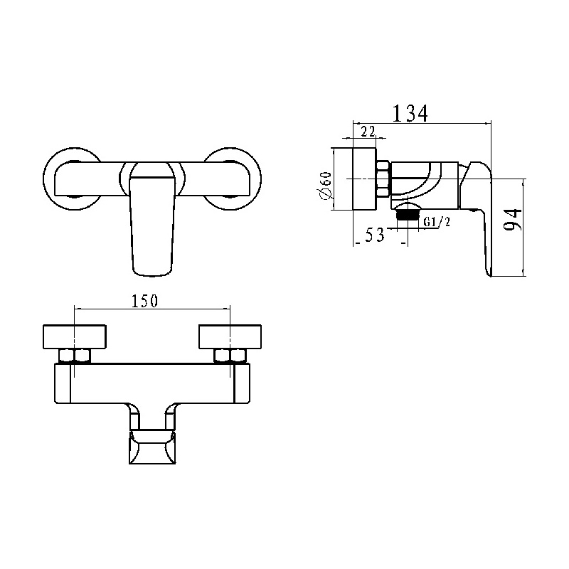 Sprchová baterie Nobless Tina 150 mm, bílá/chrom, nástěnná, bez příslušenství, Novaservis 38061/1,1