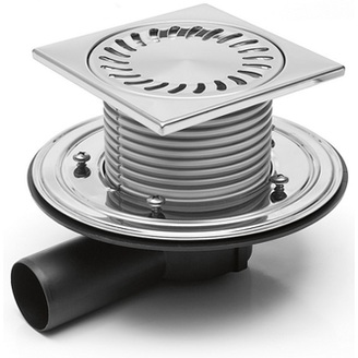 Podlahová vpusť 125 x 125 mm, mřížka nerez, boční odtok d 50 mm, Chuděj 381 B, PVBU 50 PR