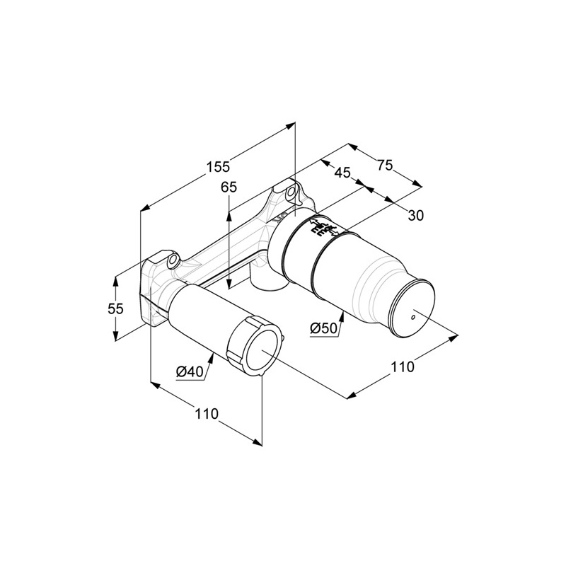 Podomítkové těleso KLUDI pro dvouotvorovou baterii