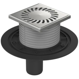 Podlahová vpusť 125 x 125 mm, mřížka nerez, spodní odtok d 50 mm, Chuděj 384 N A, PVSU 50 N