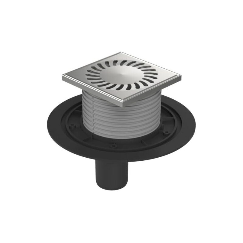 Podlahová vpusť 125 x 125 mm, mřížka nerez, spodní odtok d 50 mm, Chuděj 384 N A, PVSU 50 N