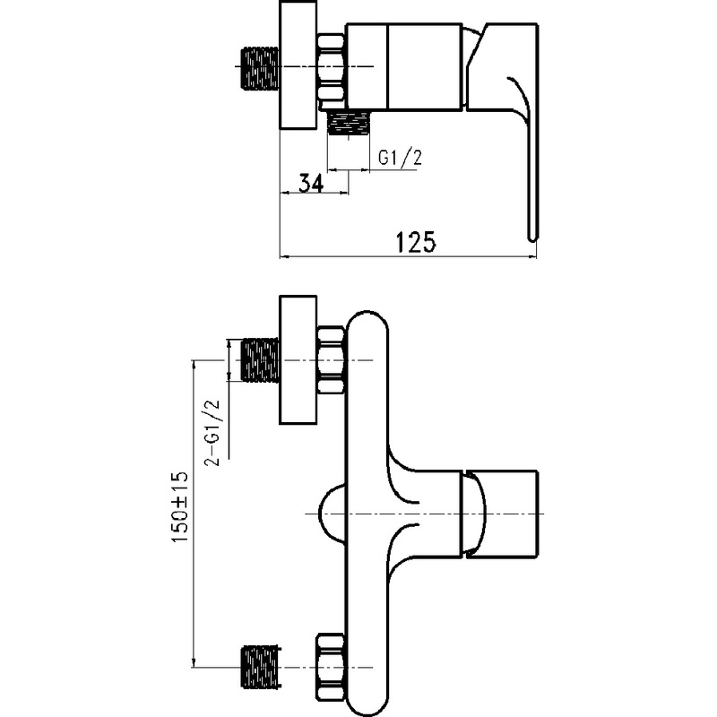 Sprchová baterie Nobless Trend 150 mm, chrom, nástěnná, bez příslušenství, Novaservis 41061/1,0
