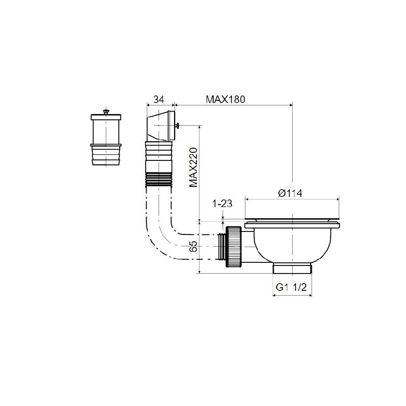 Dřezová výpusť T-739PBZ/II 6/4, nerez mřížka d 114 mm, Slovarm 418658